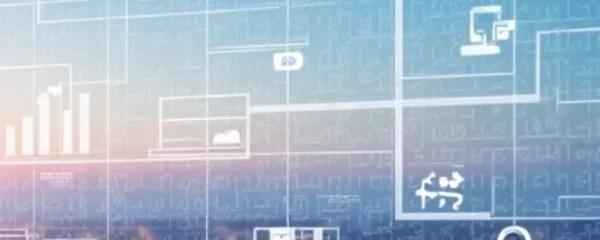 Digital dargestelltes Marketing-Netzwerk vor einem farbigen Himmel.