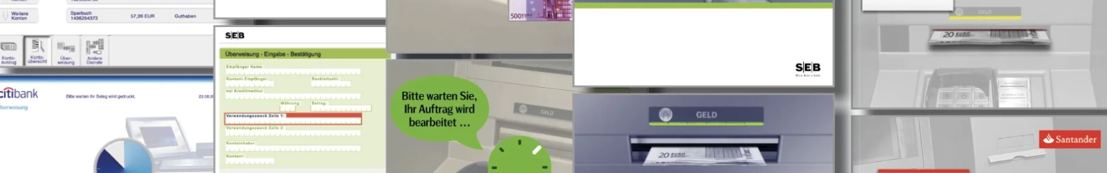 Bild mit Ausschnitten von Bankautomaten-Screens verschiedener Institute, auf denen barrierefreie Animationen zu sehen sind. | konzeptdesignkunst ImageBild mit Ausschnitten von Bankautomaten-Screens verschiedener Institute, auf denen barrierefreie Animationen zu sehen sind. | konzeptdesignkunst
