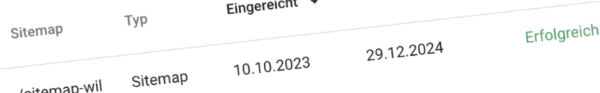 Ausschnitt eines Google Tools zur Sitemap-Prüfung. | konzeptdesignkunst